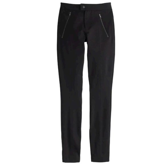 J.Crew Pixie Ankle Ponte Pant Women’s Slim Black Knit Zip Pockets Size2R B3985 - Picture 7 of 9